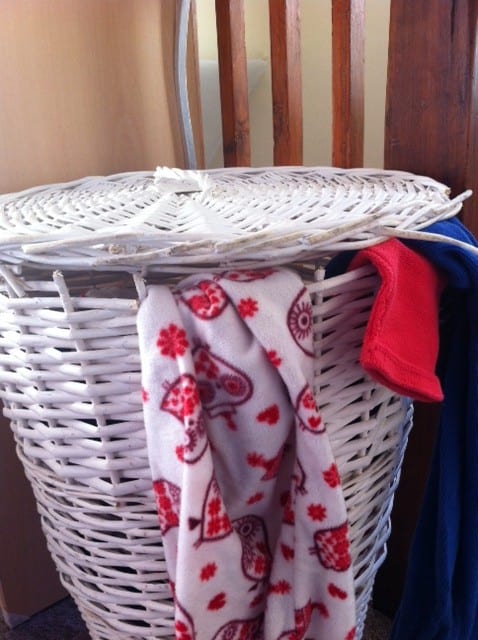 laundry basket before Home makeover on a budget